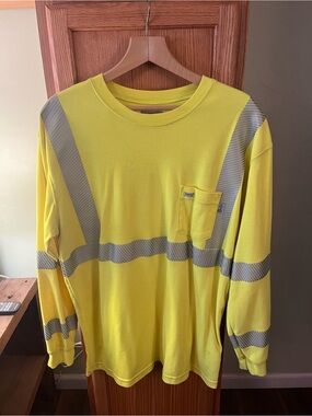 Hi-Vis Yellow Fire Retardant Long Sleeve Safety Tee with Reflective Stripes